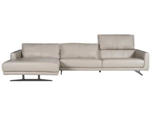 L-shaped Rozel Gold Silver Grey Leather Sofa