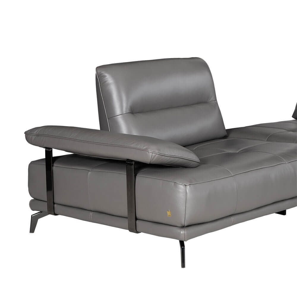 L-shaped Rozel Gold Grey Leather Sofa