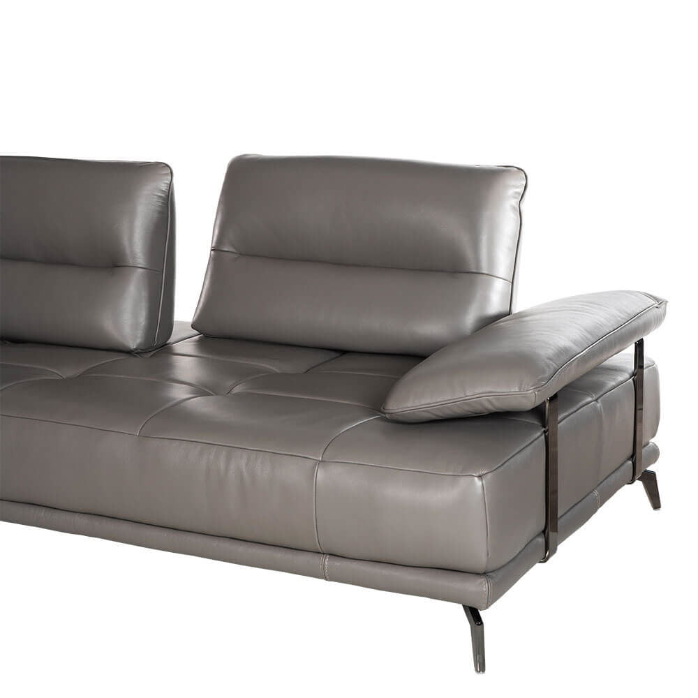 L-shaped Rozel Gold Grey Leather Sofa