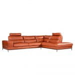 L-shaped Rozel Gold Brown Leather Sofa