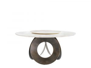 Rozel White Marble Top Lazy Susan Dining Table