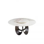 Rozel White Marble Top Lazy Susan Dining Table