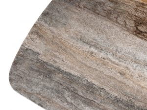 Rozel Brown Marble Top Dining Table Geometrical Base