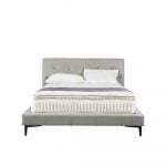 Rozel Bed Frame Light Grey Leather Queen Size Bedroom
