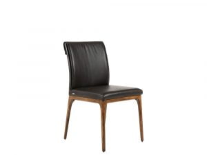 Rozel Khayu Black Leather Dining Chair Oak