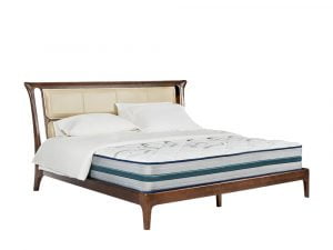 Rozel Bed Frame Beige Leather Queen Size Bedroom