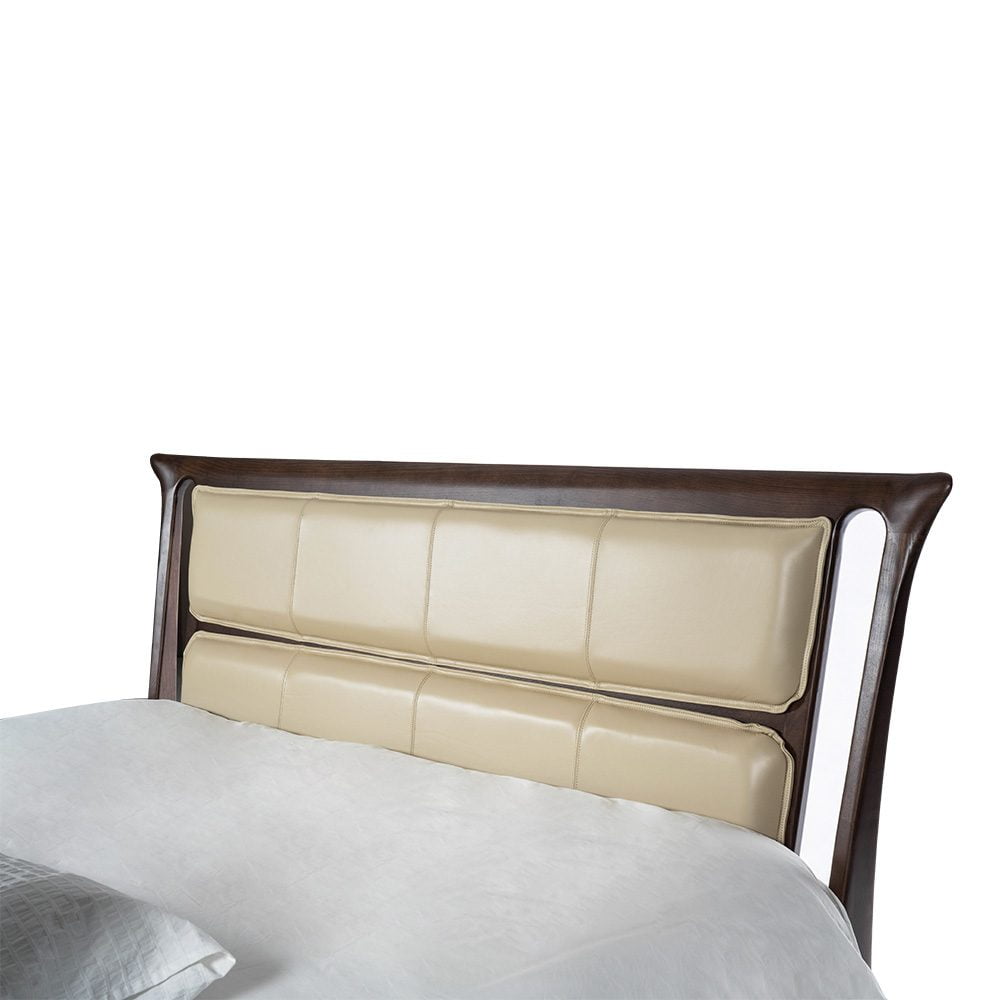Rozel Bed Frame Beige Leather Queen Size Bedroom