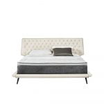 Rozel Bed Frame White Leather Queen Size Bedroom