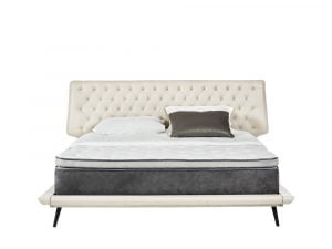 Rozel Bed Frame White Leather Queen Size Bedroom