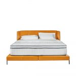 Rozel Bed Frame Orange Leather Queen Size Bedroom