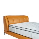Rozel Bed Frame Orange Leather Queen Size Bedroom