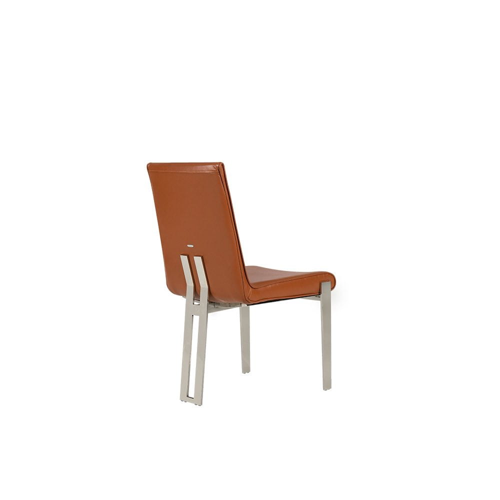 Rozel Classic Orange Leather Dining Chair furniture