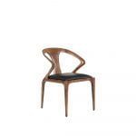 Rozel Khayu Black Leather Dining Chair Walnut