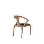 Rozel Khayu Black Leather Dining Chair Walnut