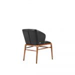 Rozel Khayu Black Leather Curved Back Dining Chair