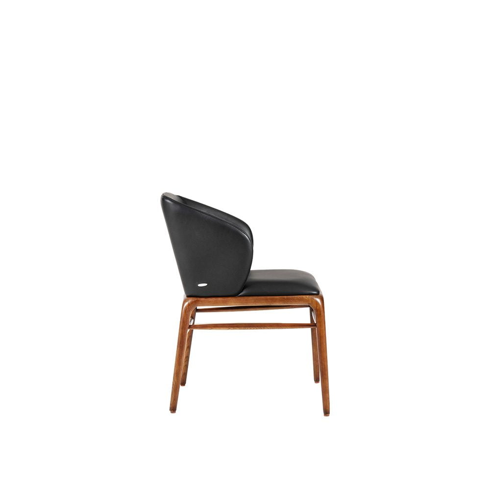 Rozel Khayu Black Leather Curved Back Dining Chair