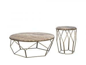 Rozel Premium Pairings Round Side Coffee Marble Table Top Living Room