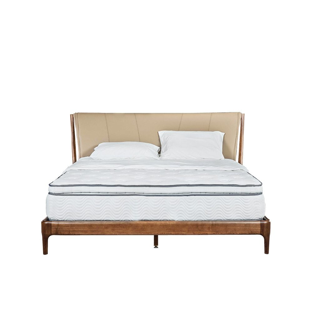 Rozel Bed Frame Beige Fabric Queen Size Bedroom