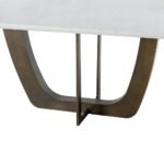 Rozel Pearl White Marble Top Dining Table Bronze Base