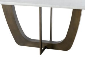 Rozel Pearl White Marble Top Dining Table Bronze Base