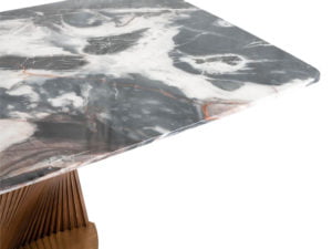 Rozel Khayu Rose Gold Marble Dining Table Top Walnut