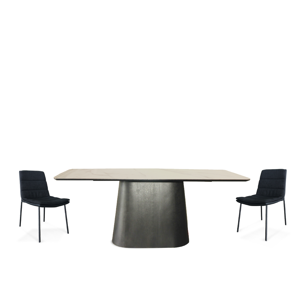 Shiny White Ceramic Top Dining Table + 6 Chairs